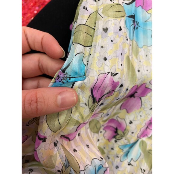 Size M | Vintage 1980s 80s Floral Short Sleeve 2pc Blouse and Pencil Skirt Set - Picture 8 of 9